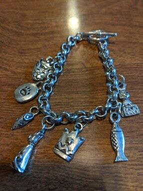 Silver-Tone Charm Bracelet with Assorted Charms